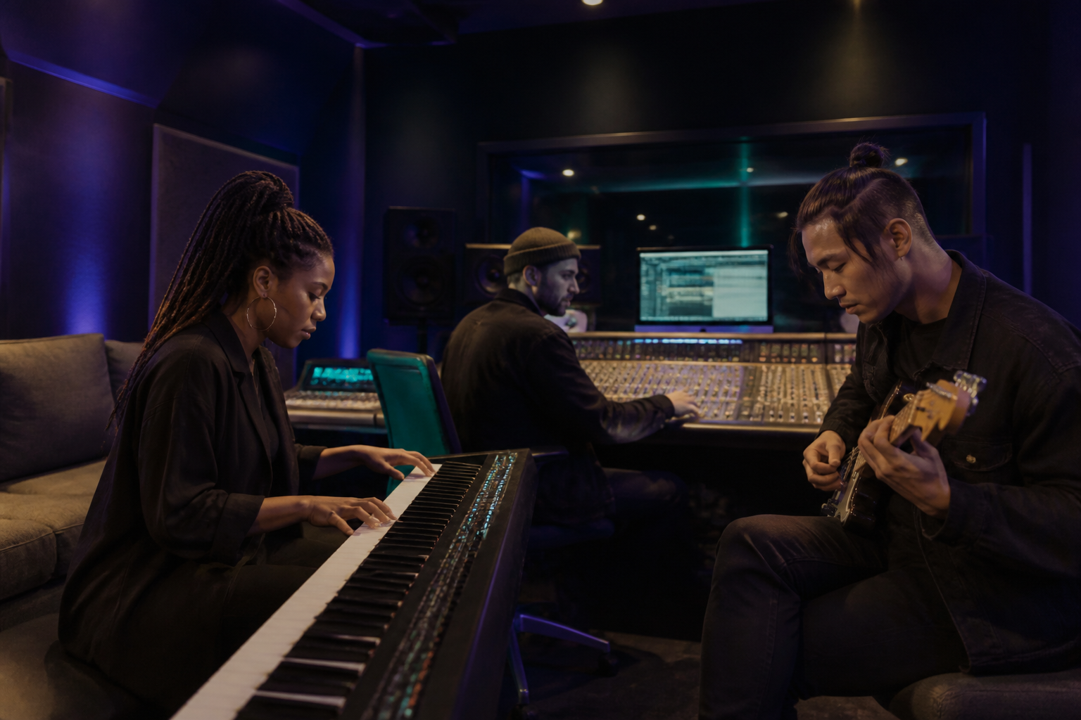 Artistes pendant une session